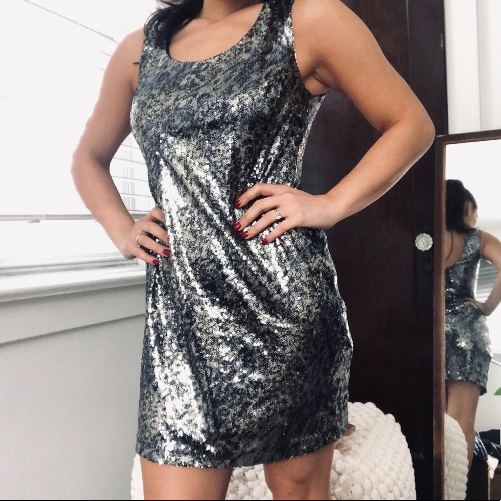 Aqua Sequin Backless Tie Sexy Mini Dress
